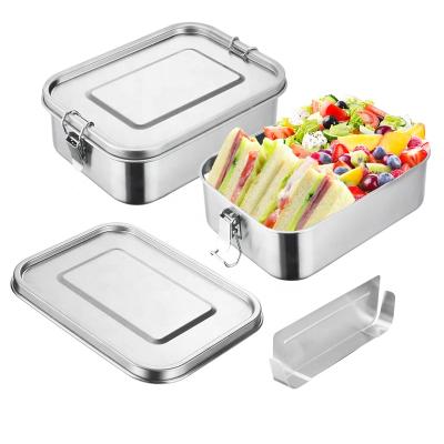 China Stainless Steel Heatable Lunch Box Lid Bento Box Airtight Bamboo Food Container For Kids Metal Lunch Box Free Customized for sale