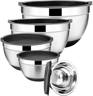 China Sustainable Stainless Steel Interlocking Mixing Bowl Set With Lid for sale