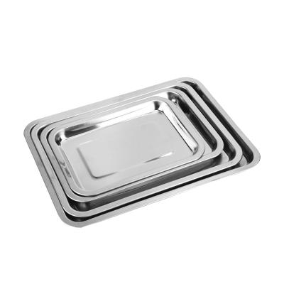 China China Sustainable Tray Stainless Steel For Food Serveware Mirrored Rectangular Plates Cake Serving Tray Set for sale