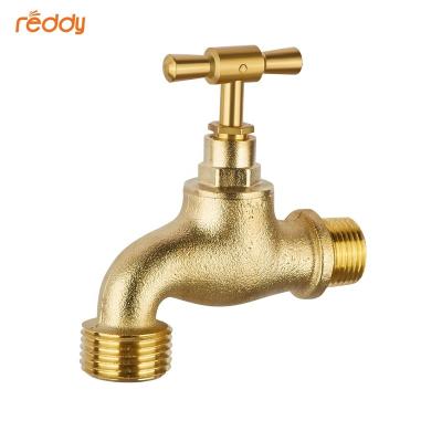 China Contemporary High Quality Polished Deep Brass Garden Hose Water Bibcock Valve Faucet With T Handle For Bathroom Fittings for sale