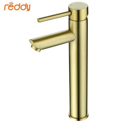 China High Quality Thermostatic Faucets Chrome Dish Deck Mounted Basin Facing Mixer Gold Single Lever Brushed Water Saving Lavatory Faucet For Hotel for sale