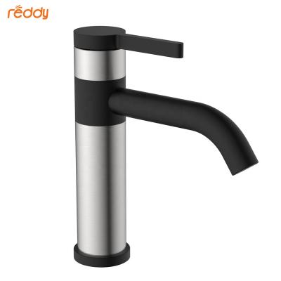 China Thermostatic Faucet Bathroom Water Basin Faucet Matte Black Basin Zinc Alloy Handle Lead Free SUS304 Waterfall Sink Faucet for sale