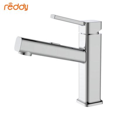 China Zinc Alloy Pull-Down Chrome Bathroom Basin Faucet Sprinkler Head Basin Mixer Thermostatic Hot And Cold Place Quality Faucets for sale