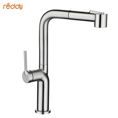 China Faucets Manufacturer Quality Single Handle Thermostatic Deck Mounted Mixer Stainless Steel Seven-character Sink Kitchen Faucet Brushed Pull-Down Faucet for sale