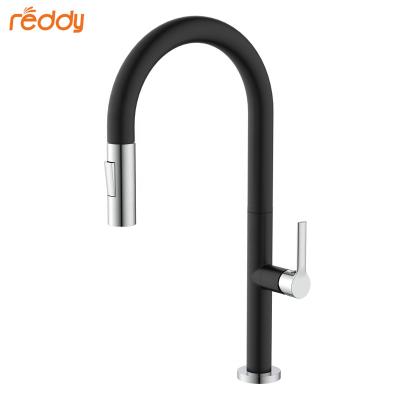 China Modern Thermostatic Faucets Matt Black 304 Stainless Steel Deck Mounted Pull Out Anti Hot And Cold Water Splash Water Saving Kitchen Sink Faucets for sale