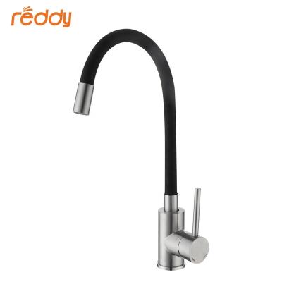 China Thermostatic Faucets Kitchen Faucet Lead Free Matt Black And Gold SUS304 Flexible Swivel Single Handle Hot Brushed Pull Out Kitchen Mixer Tap for sale