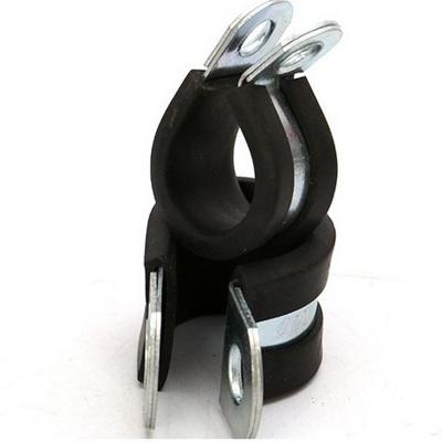 China Superior Corrosion Resistance Rubber Lined Cushioned R Type Clips Fastening Hose Clamps for sale