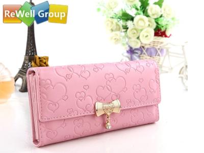 China Small Aure And Fresh Womens Leather Business Card Wallet , Pink for sale