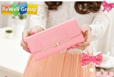 China Lovely Pink Soft Surface PU Long Leather Wallets For Women , Students for sale