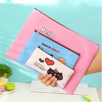 China Oxford Cloth Folder Locking Bank Bag A4 Paper Stationery Cartoon Data Zipper for sale