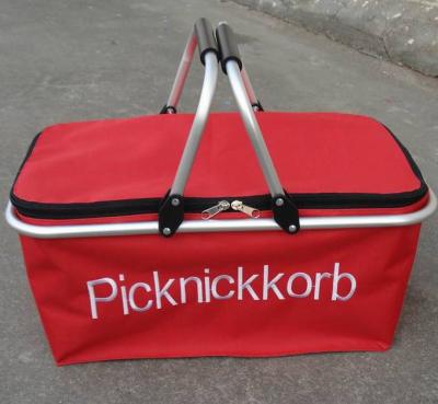 China Hand held Shopping folding Basket carrying Bag red double handle / logo pringting for sale