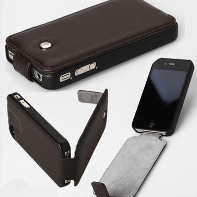 China Full body Black Flip PU Leather Protective iphone 5 Cases with logo printing for sale