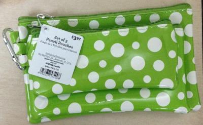 China 3 Set Of 3 Pencil Pouches Zipper Bank Bags Canvas With Dot Printing for sale