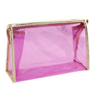 China  Clear Purple PVC Zipper Bank Bags Cosmetic Bag Makeup Case Toiletries Holder for sale