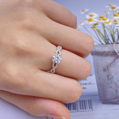 China Romantic Trendy Ring 18K Plated Sterling Silver 925 Jewelry Gra Moissanite Ring Fine Jewelry Rings for sale