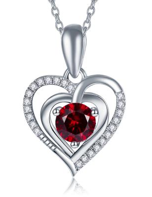 China Wholesale Romantic Sterling Silver Heart Shape Necklace Moissanite Diamond Heart Necklace for sale