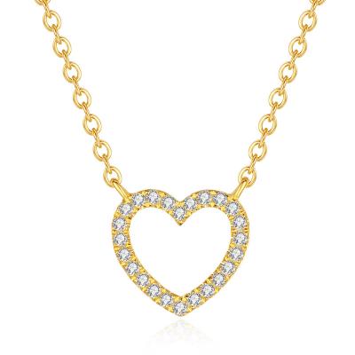 China Trendy Popular Fashion Women Jewelry 18k Yellow Gold Plated Sterling Sliver Heart Necklace for sale