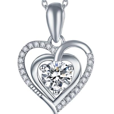 China Wholesale Romantic Luxury Necklace 925 Sterling Silver Pendant White Gold Necklace With Zircon Luxury Jewelry for sale