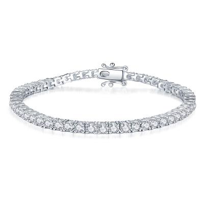 China Wholesale Fashion TRENDY 14k White Gold 3.0mm Moissanite Tennis Bracelet Women Jewelry Charming 925 Silver Tennis Bracelet For Girl for sale