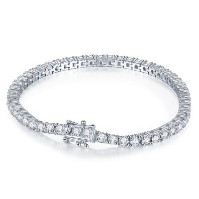 China FASHIONABLE Square Cut Moissanite Tennis Bracelet 925 3mm Gold Plating Silver Women Real Fashion Jewelry Bangles for sale