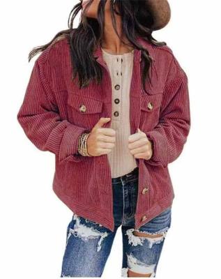 China wholesale Anti-wrinkle coats for women fashionable corduroy coats with solid color and cardigan for sale