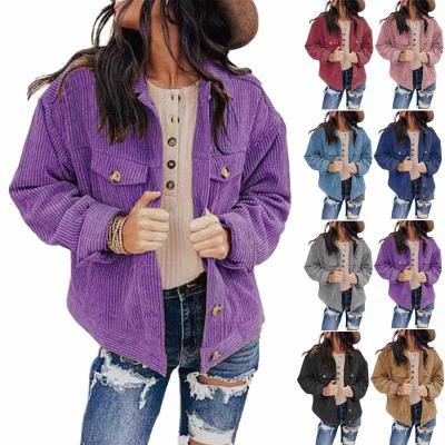 China Anti-wrinkle wholesale drop coat for women solid color plus size jackets and coats women with loose cardigan corduroy for sale