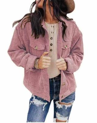 China new style Anti-wrinkle woman plus size coat women's clothing solid color cardigan loose corduroy jacket for sale