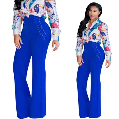 China Black Women Viable Casual Suit Ladies High Waisted Wide-Leg Pants Summer Formal Wide-Leg Pants for sale