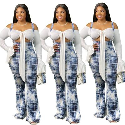 China 2021 new style anti-static hot selling women's clothing long pants plus size ladies plaid bell bottom for sale