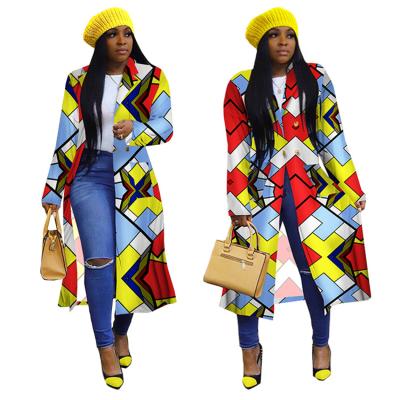 China Fashion 2021 Breathable Plus Size Long Anorak Women's Color Plaid Coat Jacket Geometric Collar Long Suit for sale