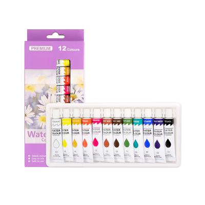 China Gouache Paint 12 Colors 6ml Water Color Paint In Aluminum Tube Artist Washable Watercolor Paint Set for sale