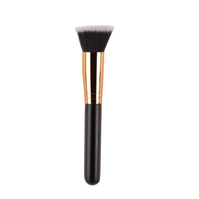 China Angular Blush Flat Fiber Hair Black Wooden Handle Make Up Brush Splatter Powder Foundation Cream Brush for sale