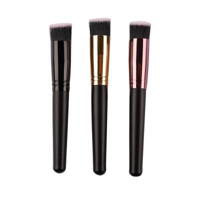 China Multifunction Angular Blush Make Up Brush Handle Wooden Flat Cream Liquid Brush Foundation Cosmetic Tool for sale