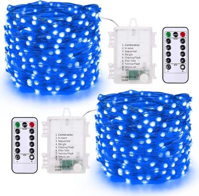 China Imeelighting Blue Garden Christmas Lights, 2 Packs 17.48ft 50 LED String Fairy Lights with Outdoor, 8 Modes Twinkle Battery Blue Lights for sale