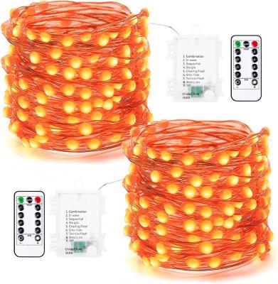 China Imeelighting Orange Halloween Garden Lights, 2 Packs 17.48ft 50 LED Halloween Fairy Lights with Outdoor, 8 Modes Battery String Lights for sale