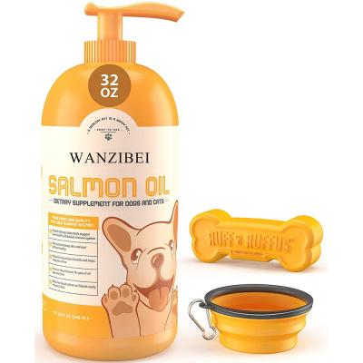 China WANZIBEI Stocked Wild Alaskan Salmon Oil For Dogs And Cats Pure Omega 3 Fish 6 9 Fatty Acid Liquid Skin And Coat Supplement For Pet for sale