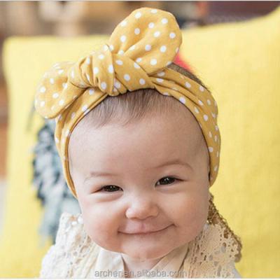 China European and American Style Printing Korea Milk Fiber Bow Hair Band Autumn Lovely Baby Dot Headband for Children HA-1258 for sale