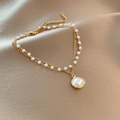 China Newest romantic 2022 wholesale price stainless steel bracelet stock selling real gold plated pearl bracelet jewelry fast delivery for sale