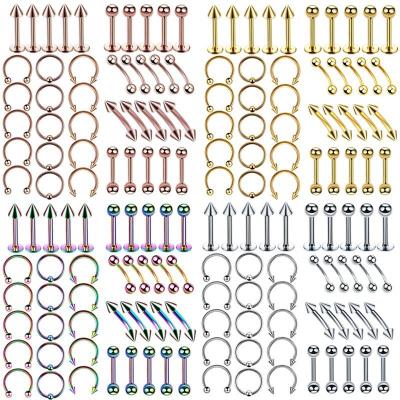 China FASHIONABLE Belly Ring Body Jewelry Spell Piercing Stainless Steel Nose Lip Eyebrow Tragus Body Piercing Navel Barbells 20Pcs/Set for sale