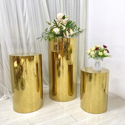 China Wedding/Party/Banquet/Hotel...Shining Gold Color Round Stainless Steel Wedding Pedestals For Event Decoration for sale