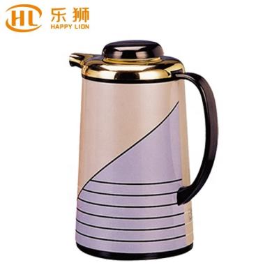 China Business Vacuum Flask Keep Double Wall Rose And White Glass Body Metal Refill Tea Water Hot And Cold Pot for sale