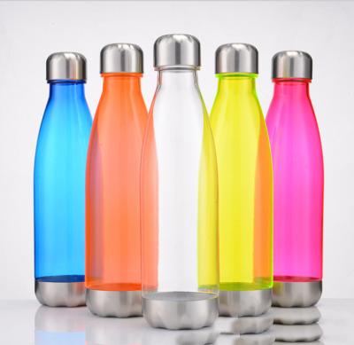 China BSCI Audit Food Grade BPA Free Plastic Cola Shaped Bottle Reusable Single Wall Plastic Water Bottle for sale