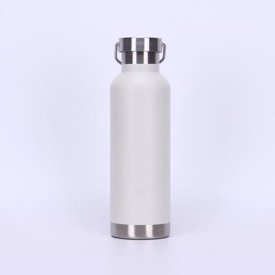 China Power Sustainable 750ml Coated Stainless Steel Vacuum Flask Double Wall Insulated Water Bottle With Handle for sale