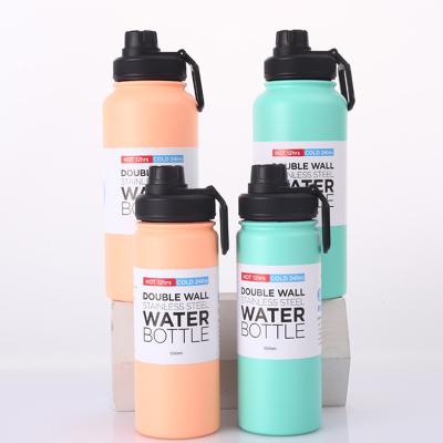 China 500ml Viable Sustainable Matte Blue Stainless Steel Vacuum Insulated Water Bottle With Handle Lid for sale