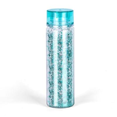 China Custom Sustainable Reusable Water Bottle Logo BPA Free Tritan Plastic Drinking Water Bottle With Glitter for sale