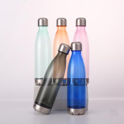 China Viable personalized plastic drinking water bottle with metal cap and base for sale