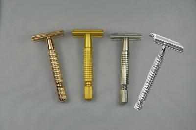 China Safety gold silver handle Single Blade Razor , double edge blade razor for father for sale