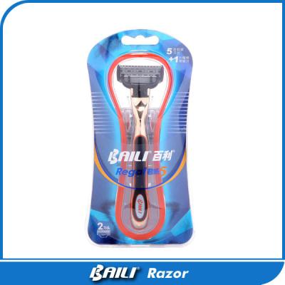 China Luxury shelf blister packing five blade razor with Anti-slip rubber handle for sale