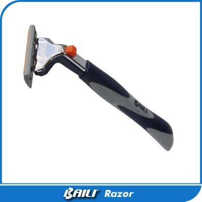 China Blue Men Triple Blade Razor Manual Shaving Razor Pivoted Head Vitamin E for sale