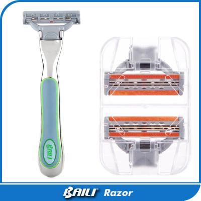 China Light green color five blade with a trimmer lady razor Metal handle for sale